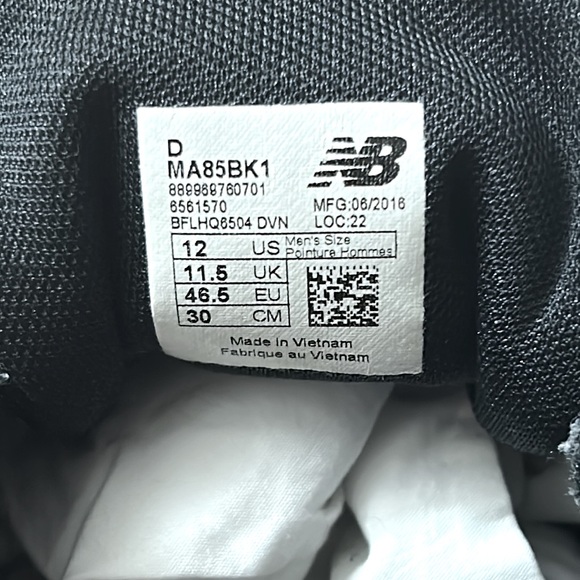 New Balance 85 Black & Gray Shoes, Size 12 main image 10